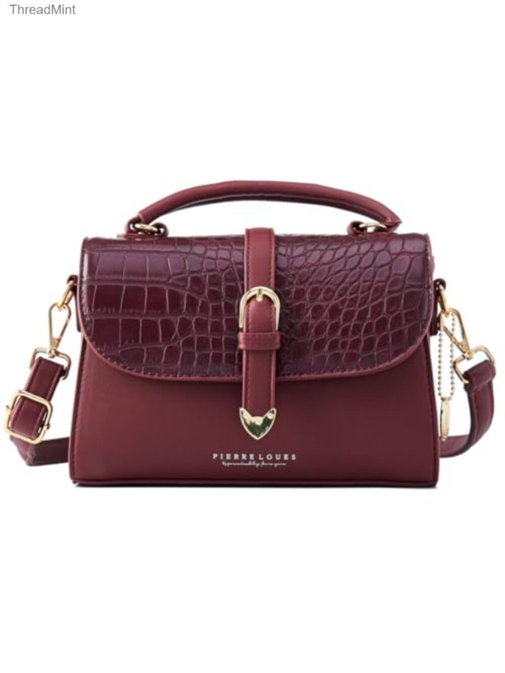 Women's Small Crocodile Embossed Faux Leather Satchel Crossbody Bag
